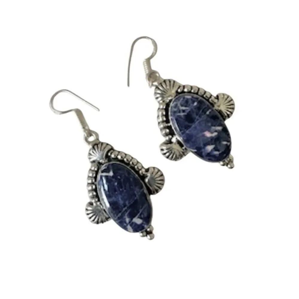 Silver and sodalite earrings
